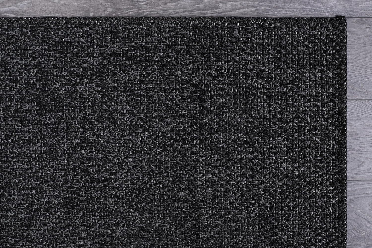 CAMILSON Easy Jute Rug 5x7, Indoor Outdoor Dark Gray Black Farmhouse Area Rugs for Living Room Patio and Kitchen Rug, Solid Boho Woven Design, Easy-Cleaning, Washable Outside Carpet Alfombras (5 x 7)