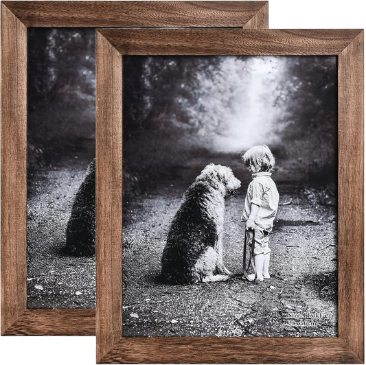 Yaetm-11x14 Picture Frame, Natural Solid Wood Photo Frame Display for Wall Mounting, High Definition Glass Carbonized Black(2 Pack)