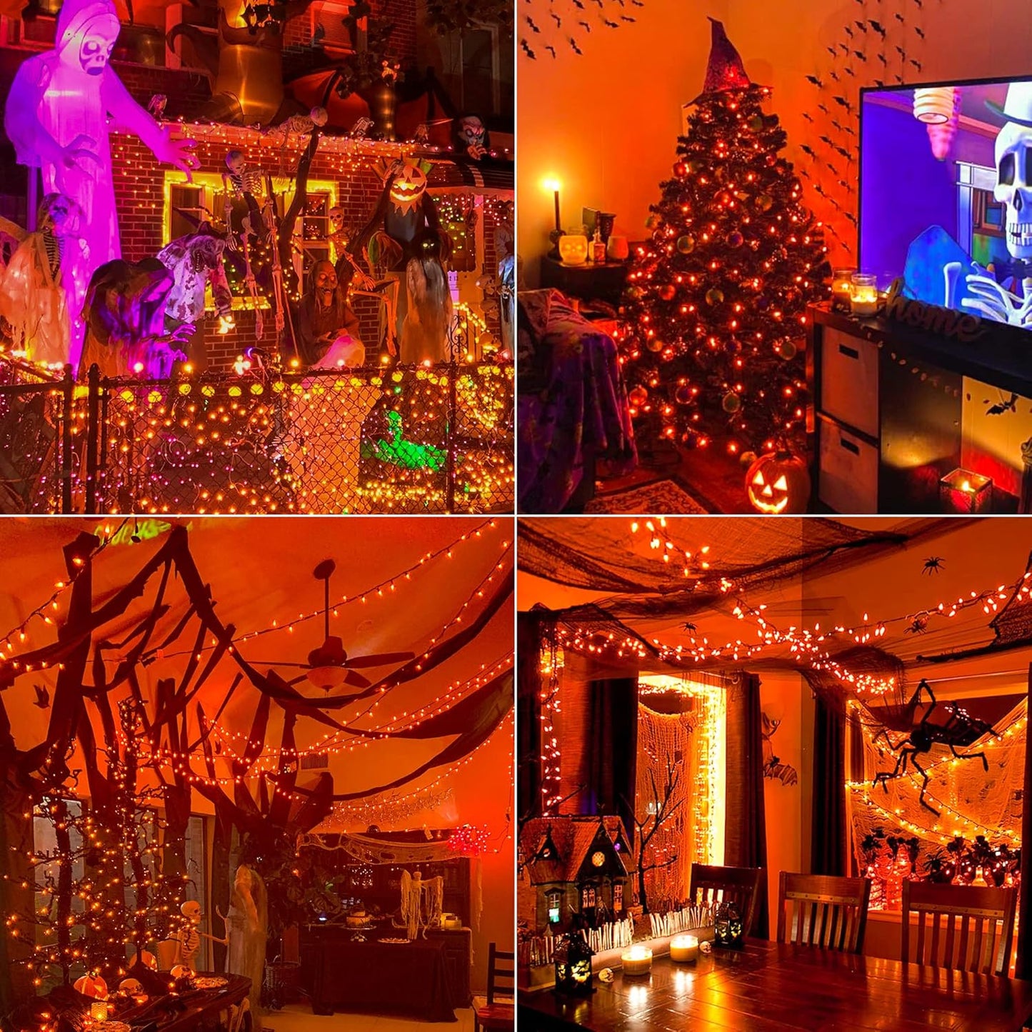 Hopolon Mini Orange Halloween Lights, 2PACk 50 Incandescent Christmas String Lights, 13FT 120V UL Certified Xmas Tree Lights for Christmas, Patio, Holiday, Party, Home, Indoor Outdoor Decor, Orange