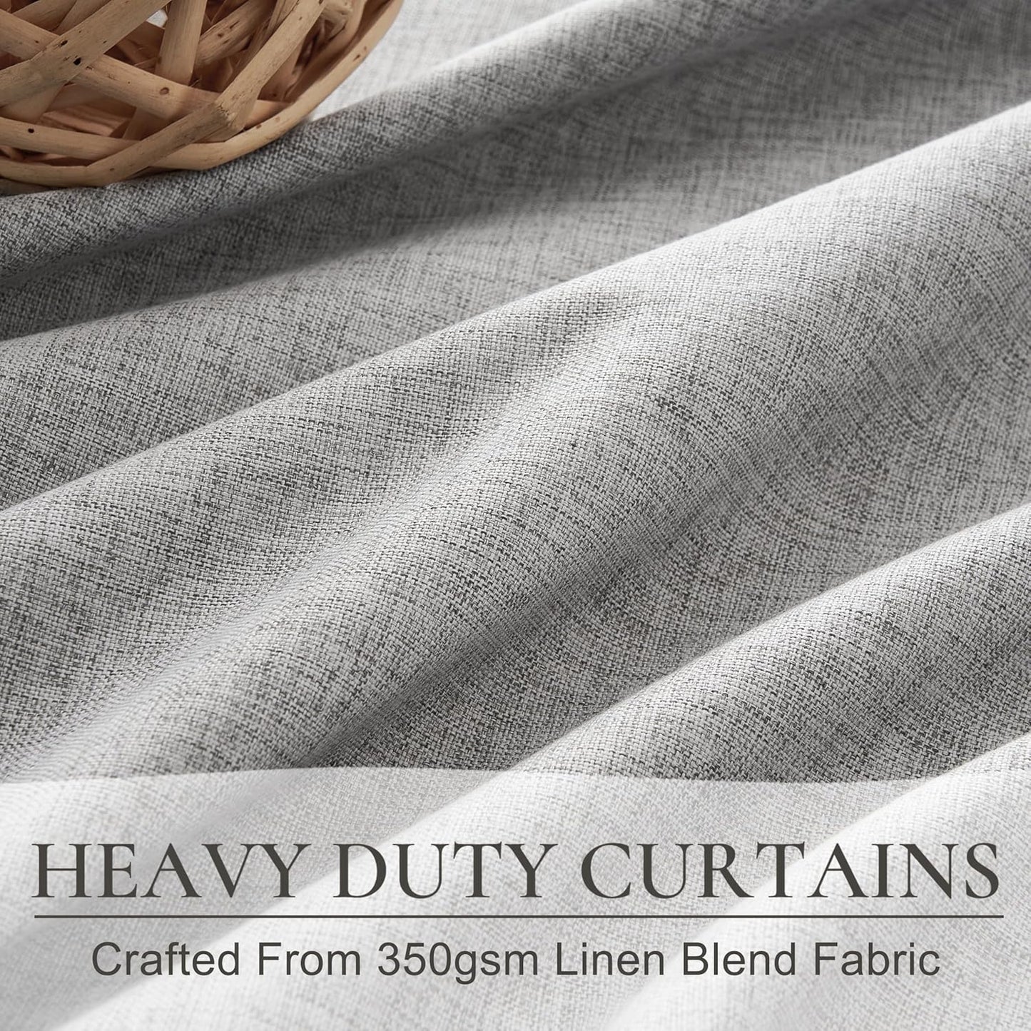 Grey Black Out Curtains 92 Inch Long for Living Room, Pinch Pleated Flax Linen Modern Insulated Drapes with Hooks Bedroom Curtain 92 Inch Length 2 Panels Set Soundproof Privacy Windows Burg(40"Wx92")