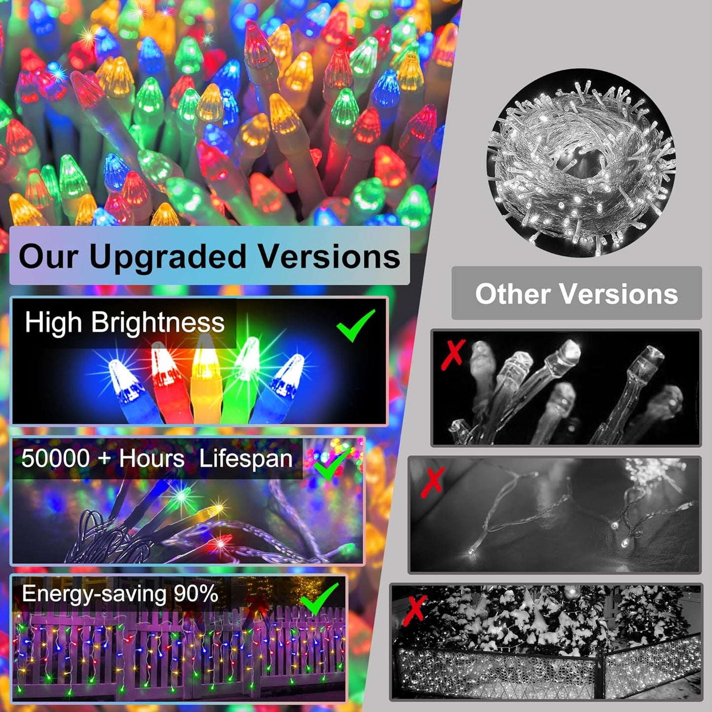 612 LED 60FT Christmas Lights with 136 Drops, 12 Modes Dimmable Multicolor Outdoor Hanging Lights with Timer Memory, Waterproof Curtain Lights for Home Bedroom Indoor Tree Window Roof Fence Wedding