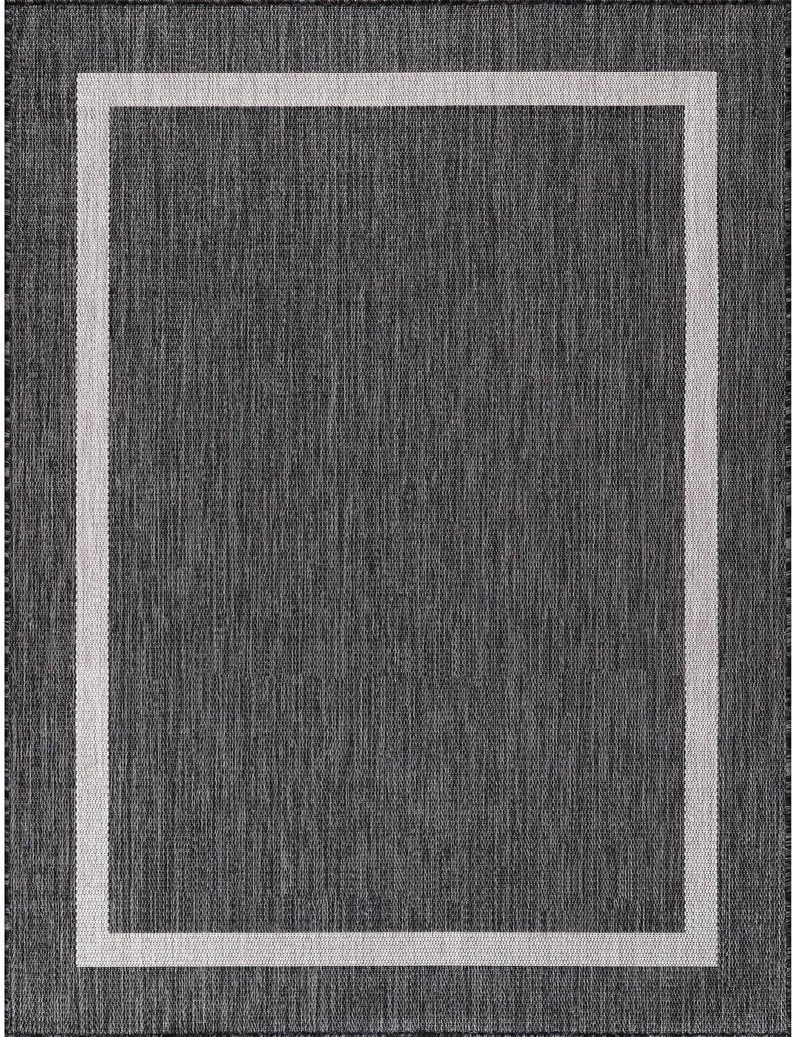 Bordered Outdoor Rug 6x9 Washable Outside Carpet for Indoor Patio Porch Waterproof Easy Cleaning Non Shedding Area Rugs Gray 6 x 9