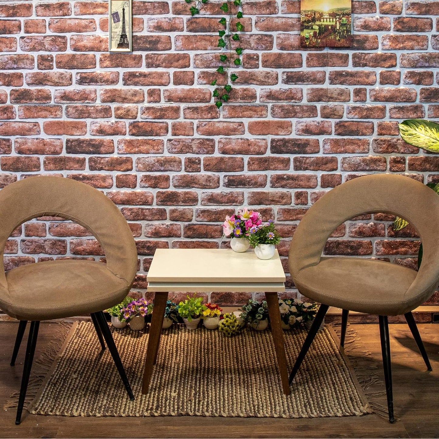 Dundee Deco 3D Wall Panels Faux Brick - Cladding, Mahogany Stone Look Wall Paneling, Styrofoam Facing for Living Room, Kitchen, Bathroom, Balcony, Bedroom, Set of 5, Covers 27 sq ft