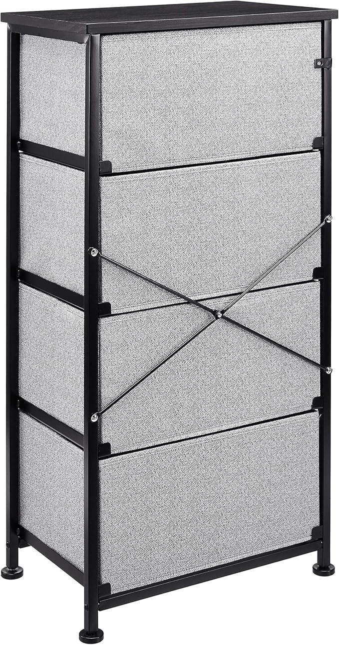 Amazon Basics Fabric 4-Drawer Storage Organizer Unit for Closet, Black