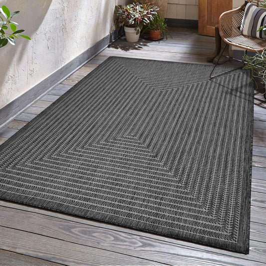 Adiva Rugs Outdoor Indoor Area Rug, Weather Resistant, Easy to Clean, Stain Resistant Floor Mat for Dining Room, Backyard, Deck, Patio (Pebble Weiss, 8' x 10')