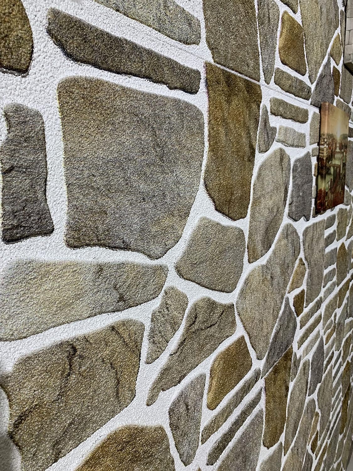 Dundee Deco 3D Wall Panels - Cladding, Grey Caramel White Stone Look Wall Paneling, Styrofoam Facing for Interior and Exterior Applications, DIY, Set of 5, Covers 27 sq ft