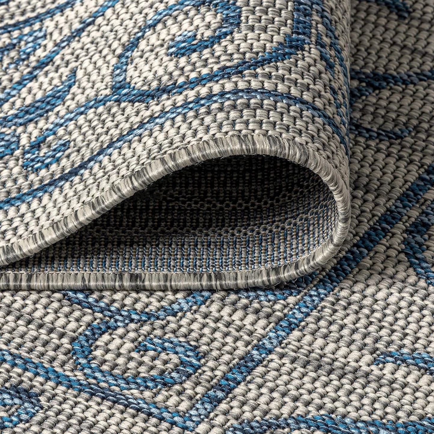 JONATHAN Y Vintage Filigree Indoor Outdoor Octagon Area Rug 8 Ft Gray/Navy, Charleston Textured Weave for Backyard, Patio, Porch, Easy-Cleaning, High Traffic, Pet-Friendly, Non-Shedding SMB106C-8TGN