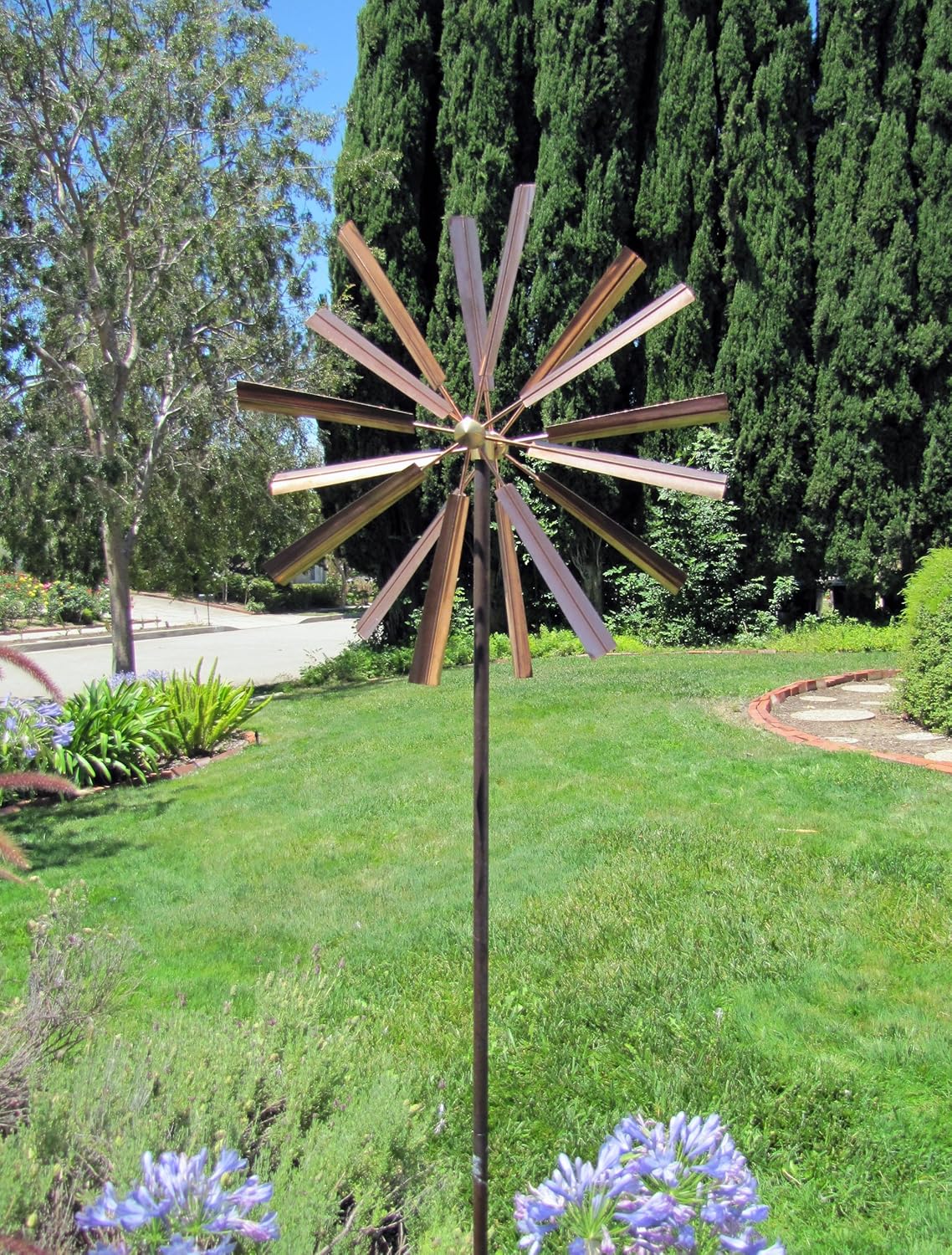 Stanwood Wind Sculpture: Kinetic Copper Dual Spinner - Double Windmill Spinner