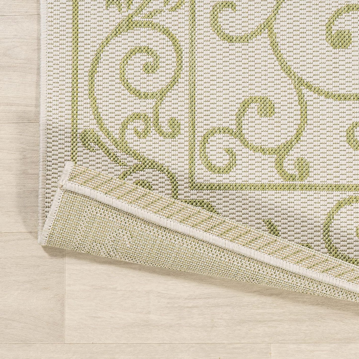 JONATHAN Y Vintage Filigree Indoor Outdoor Area Rug 9X12 Cream/Green, Charleston Textured Weave for Backyard, Patio, Porch, Easy-Cleaning, High Traffic, Pet-Friendly, Non-Shedding (SMB106I-9)
