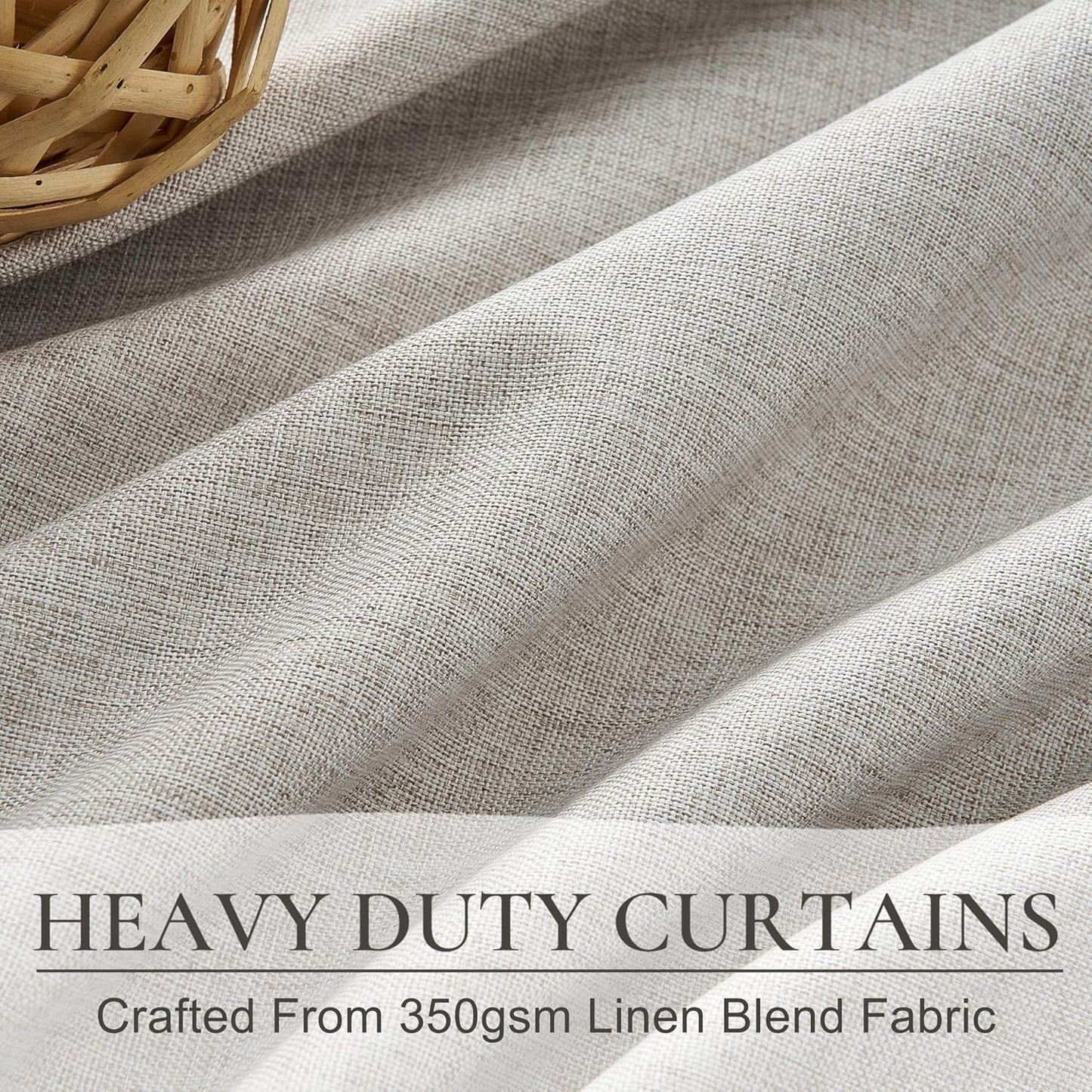 Natural Melange Taupe Blackout Curtains 108 Inch Extra Long Linen Viral Curtain with Pinch Pleat Clips&Hooks, Floor to Ceiling Drapes for Living Room 106 inch Large Window Burgs (40"Wx108"Lx2Panels)